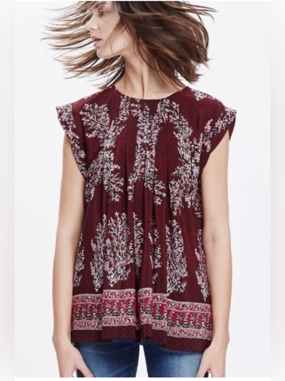 Madewell 100% Silk Top in Garden Floral Lassi Flower Print